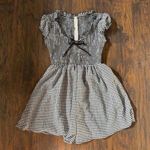 Black and White Gingham Puff Shoulder Dress